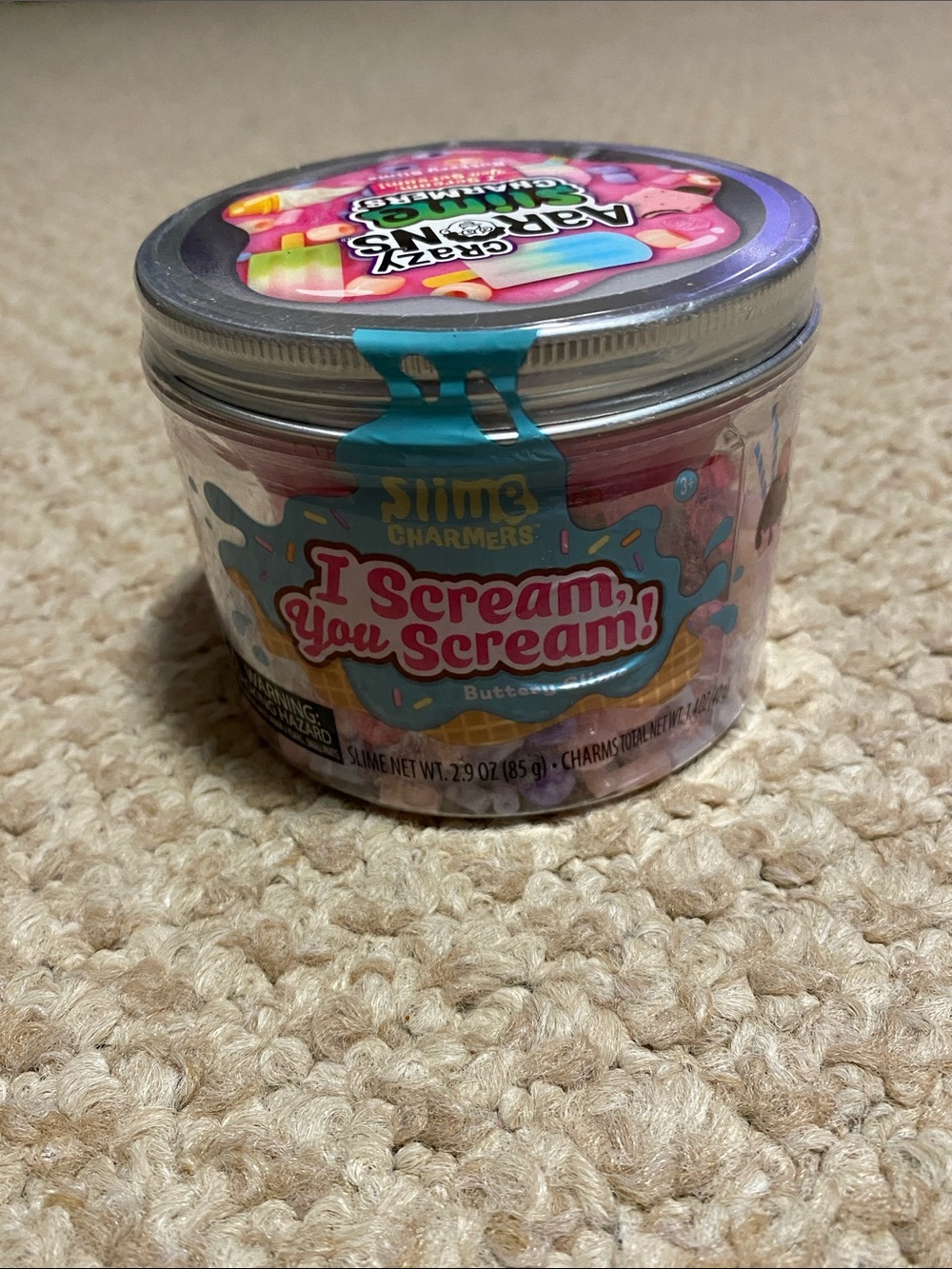 Crazy Aaron’s slime charmers “I scream you scream” buttery slime  w/ charms NWT